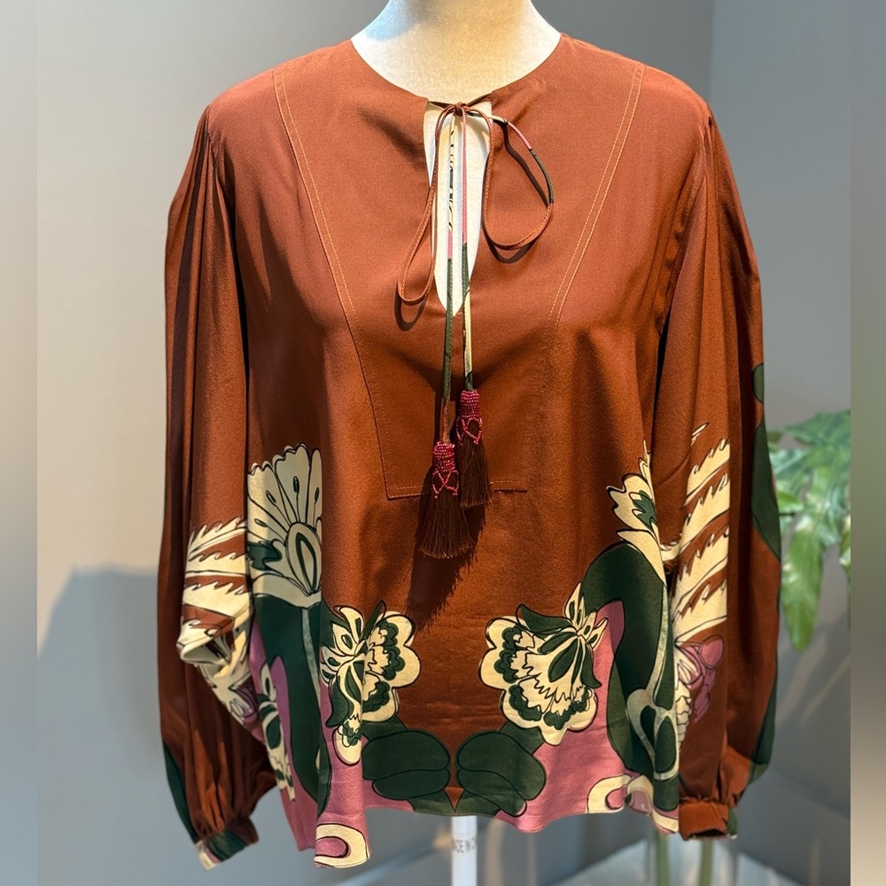 Joanna Ortiz Silk Blouse, Size 10